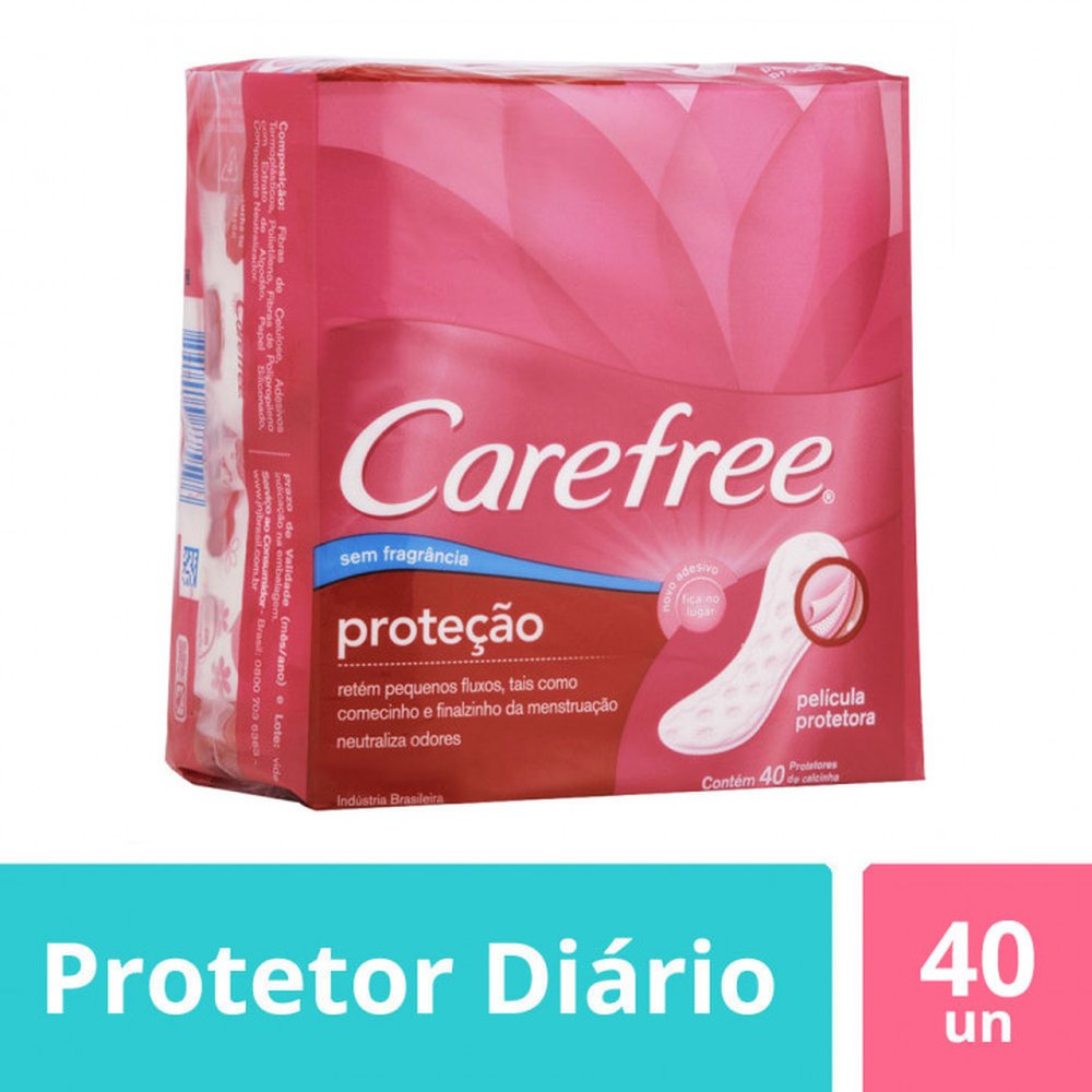 Absorvente Carefree Protetor Diario Sem Perfume Leve Mais Pague Menos Com 40 Unidades