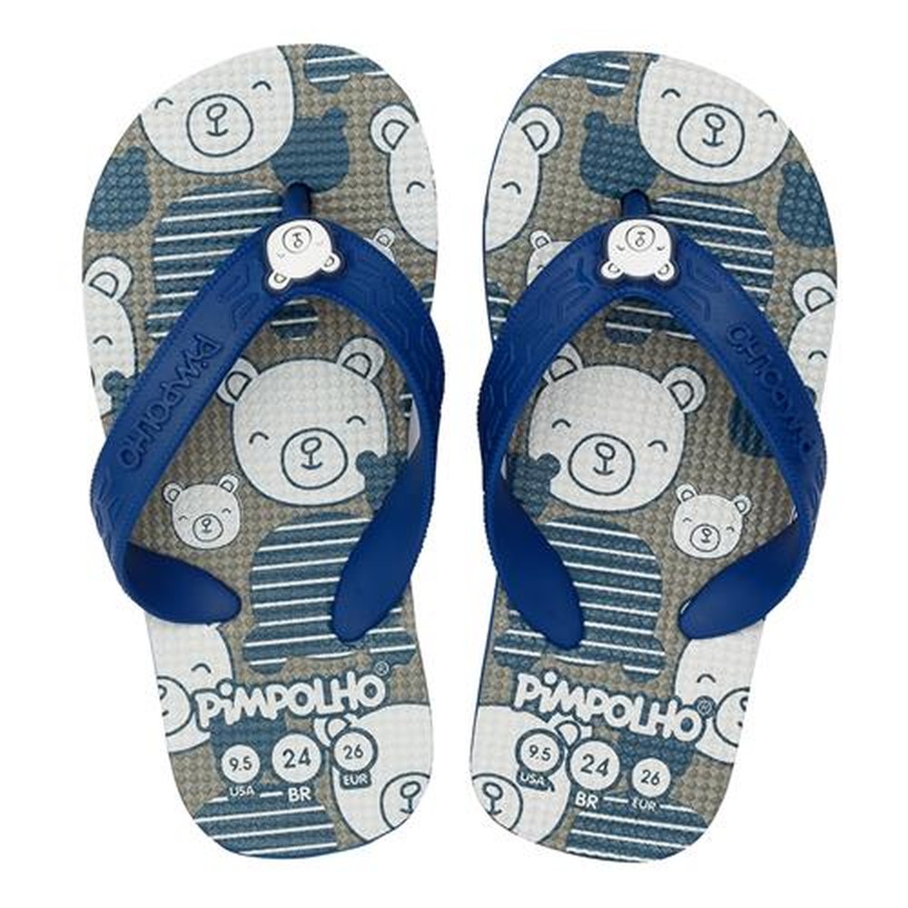Kit Sandália Praiana Kids Cinza Urso Masculino Pimpolho 12 pares - Numeração 24 a 32