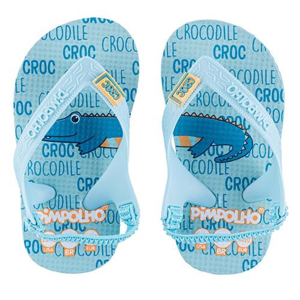 Kit Sandália Praiana Baby Azul Jacare Masculino Pimpolho 12 pares - Numeração 17 a 23