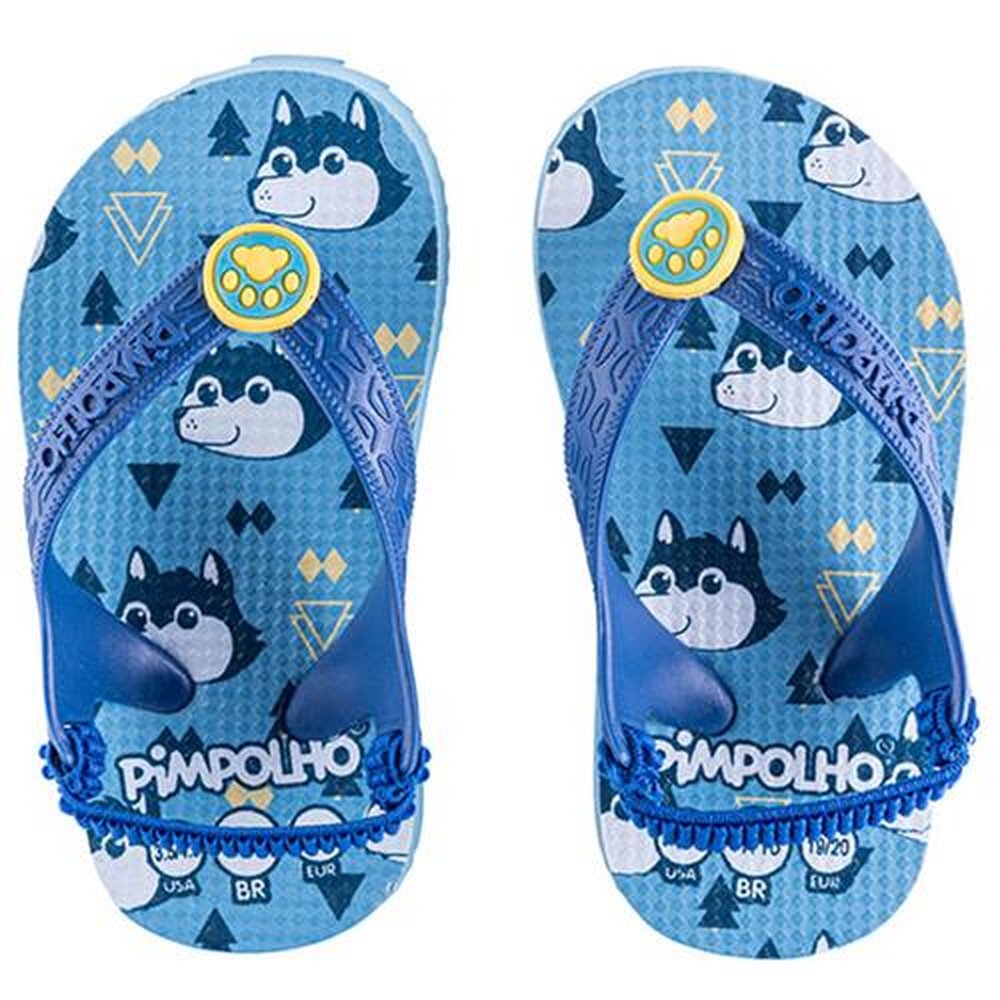 Kit Sandália Praiana Baby Azul Lobo Masculino Pimpolho 12 pares - Numeração 17 a 23