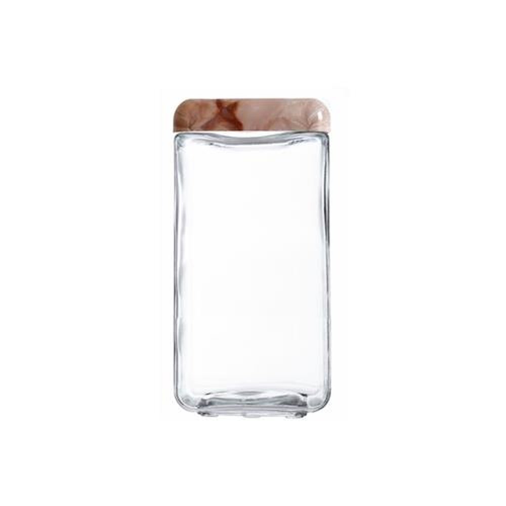 Pote Vidro 2,0L Quadrado com Tampa Tendenza Marble Invicta