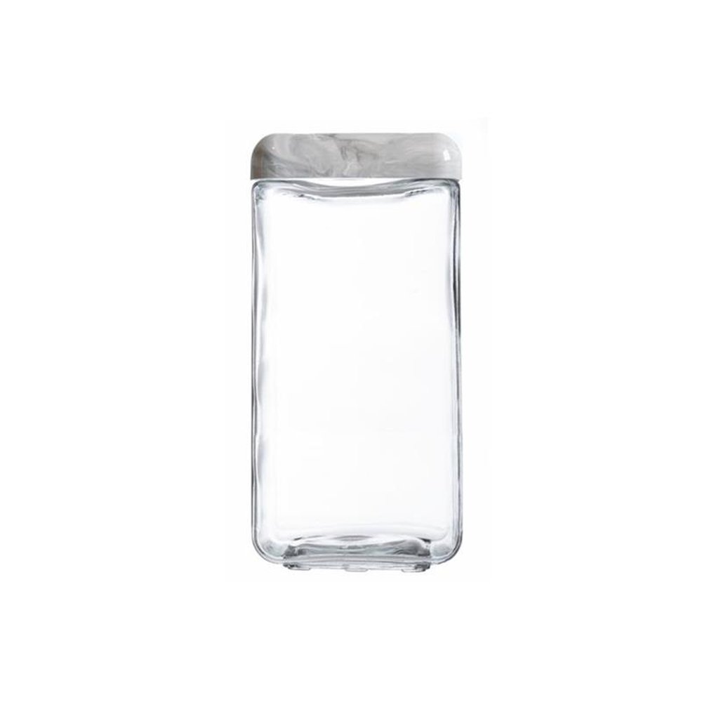 Pote Vidro 2,0L Quadrado com Tampa Tendenza Marble Invicta