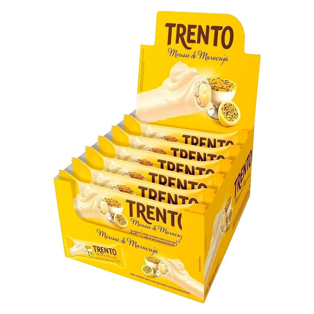 Chocolate Trento Wafer Mousse de Maracujá 32g - Embalagem com 16 Unidades