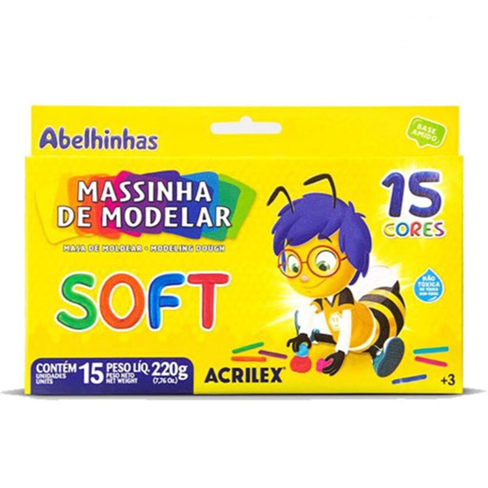 Massinha Modelar Soft Com 15 220g Acrilex