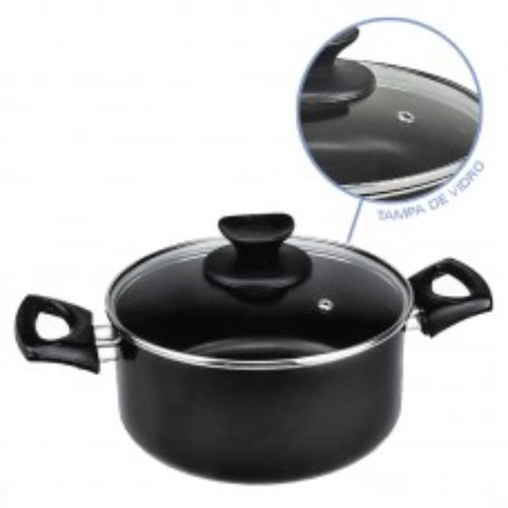 Caçarola Longa Vida Antiaderente 18cm Tampa Vidro (2 L)