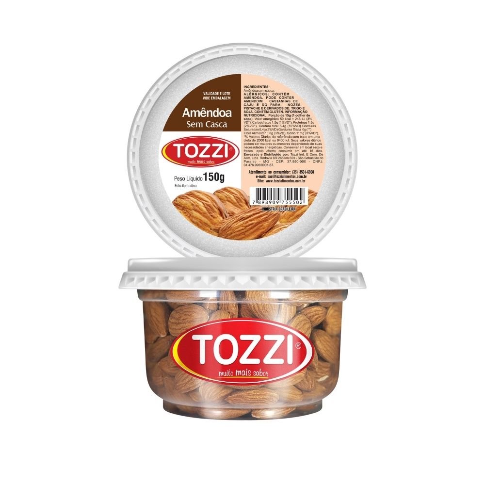 Amendoa Sem Casca Crua Tozzi Pet 150 G 12x1