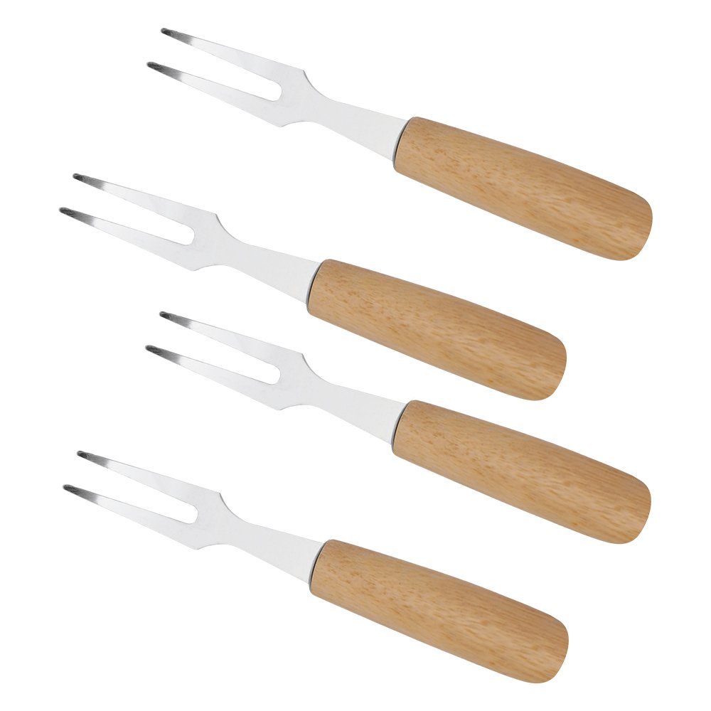 Jogo de Garfos Para Petisco Feito de Inox e Com Cabo Feito de Madeira 10cm Mimo Style