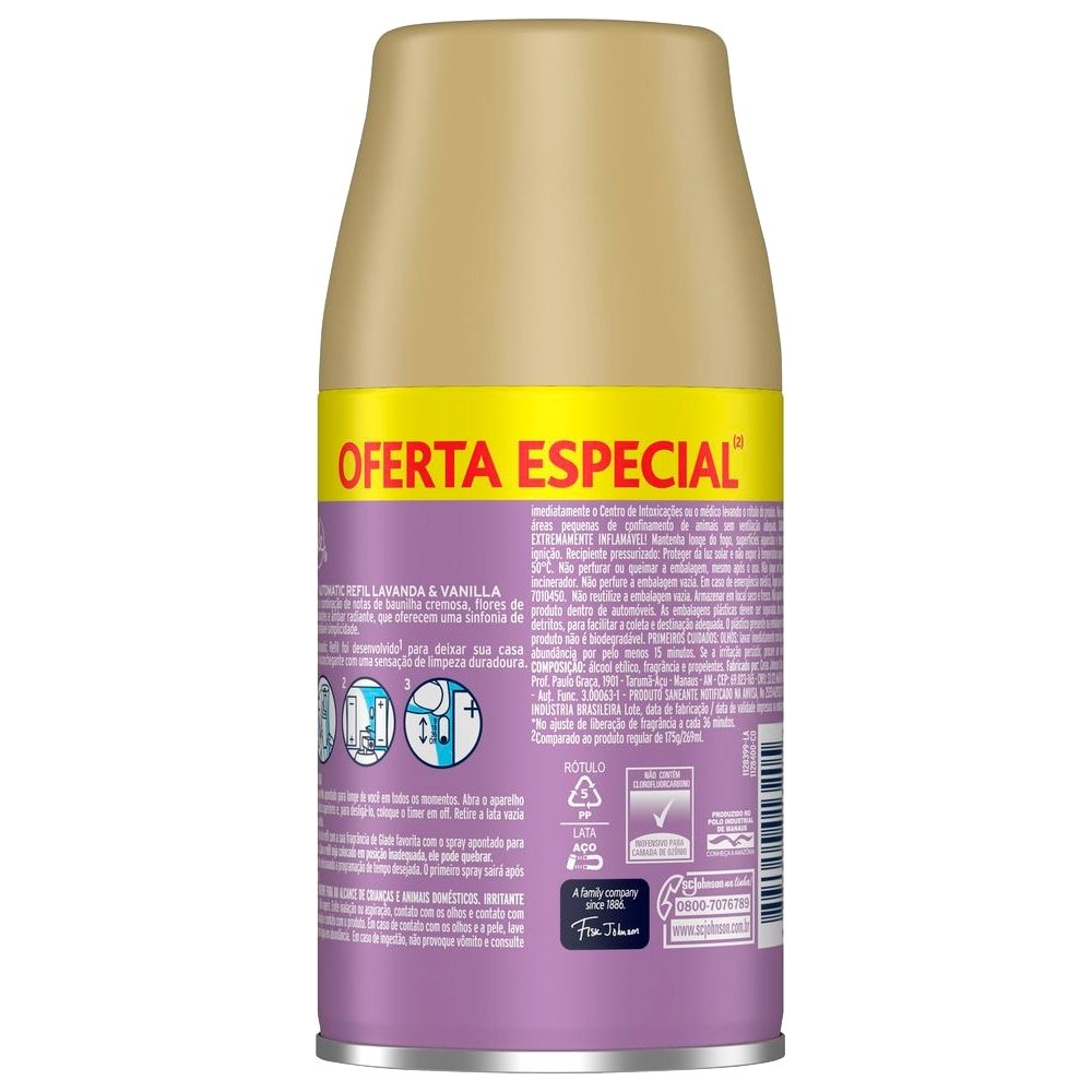 Desodorizador Glade Automatic Spray Lavanda & Vanilla Refil 269ml Oferta Especial