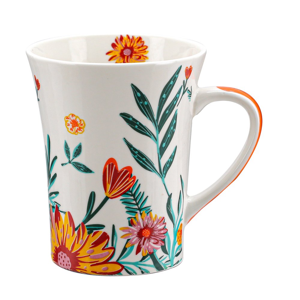 Caneca Porcelana Flor 340ml