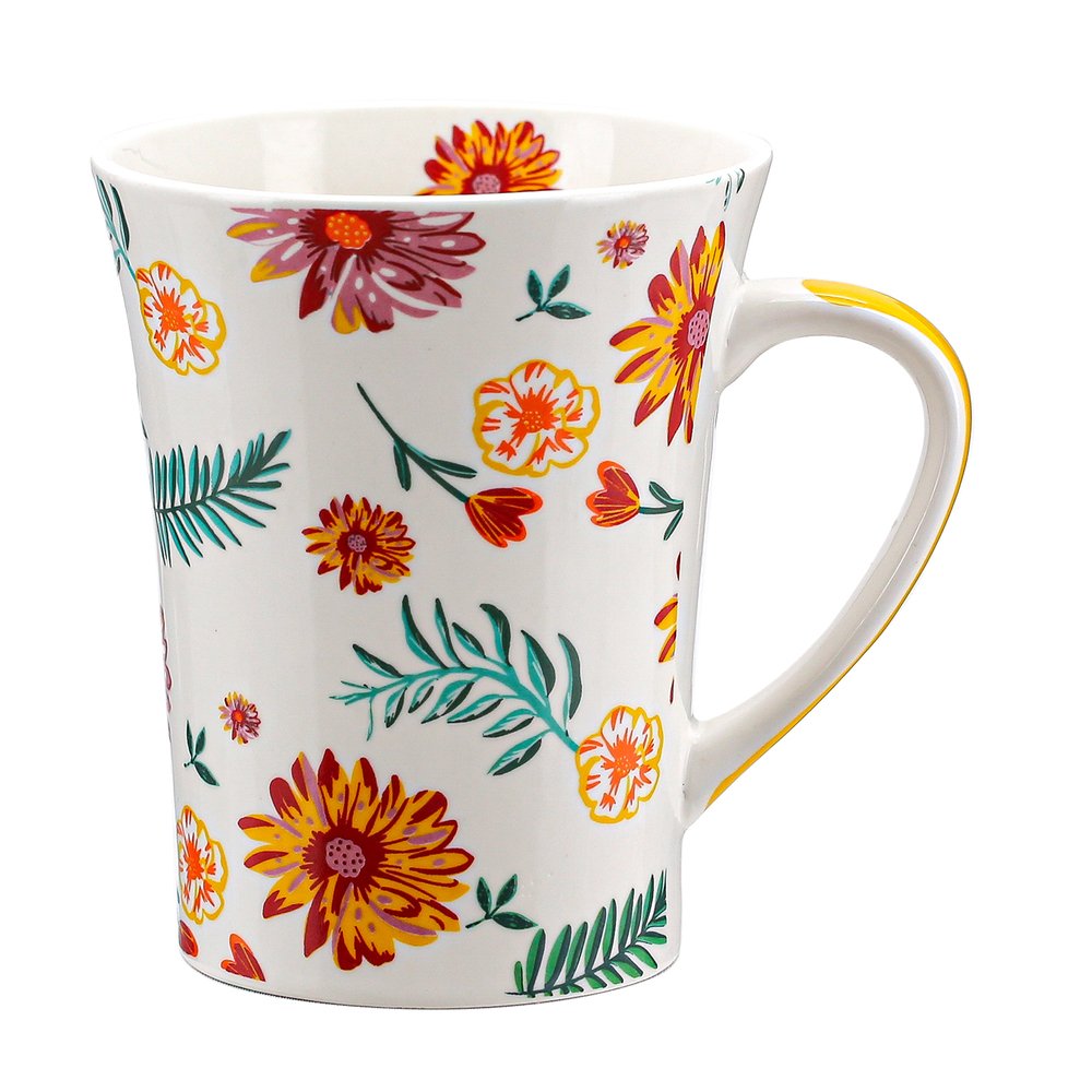 Caneca Porcelana Flor 340ml
