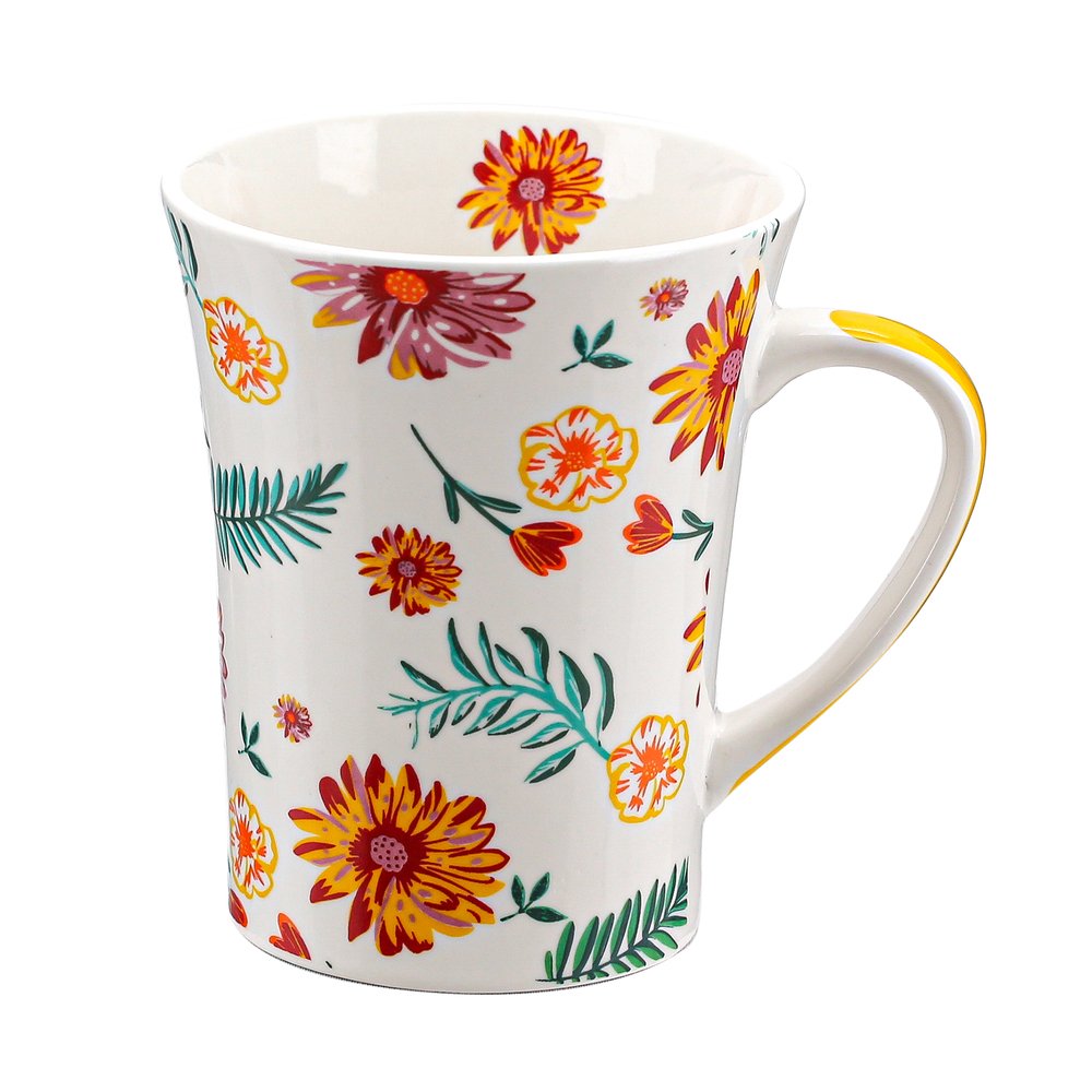 Caneca Porcelana Flor 340ml