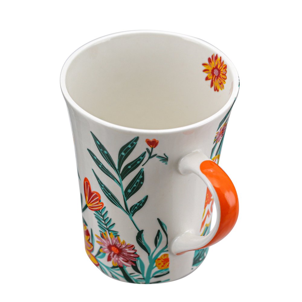 Caneca Porcelana Flor 340ml