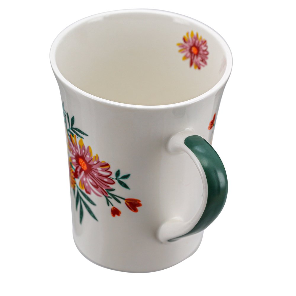 Caneca Porcelana Flor 340ml