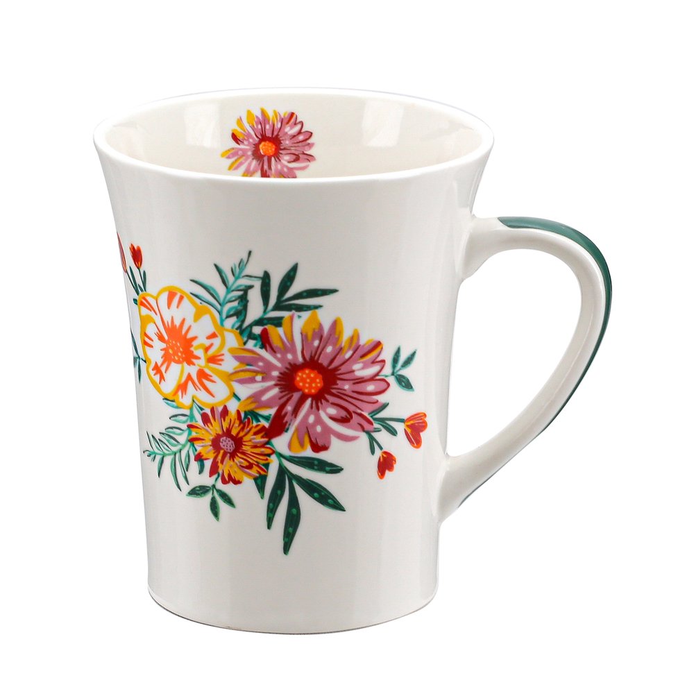 Caneca Porcelana Flor 340ml