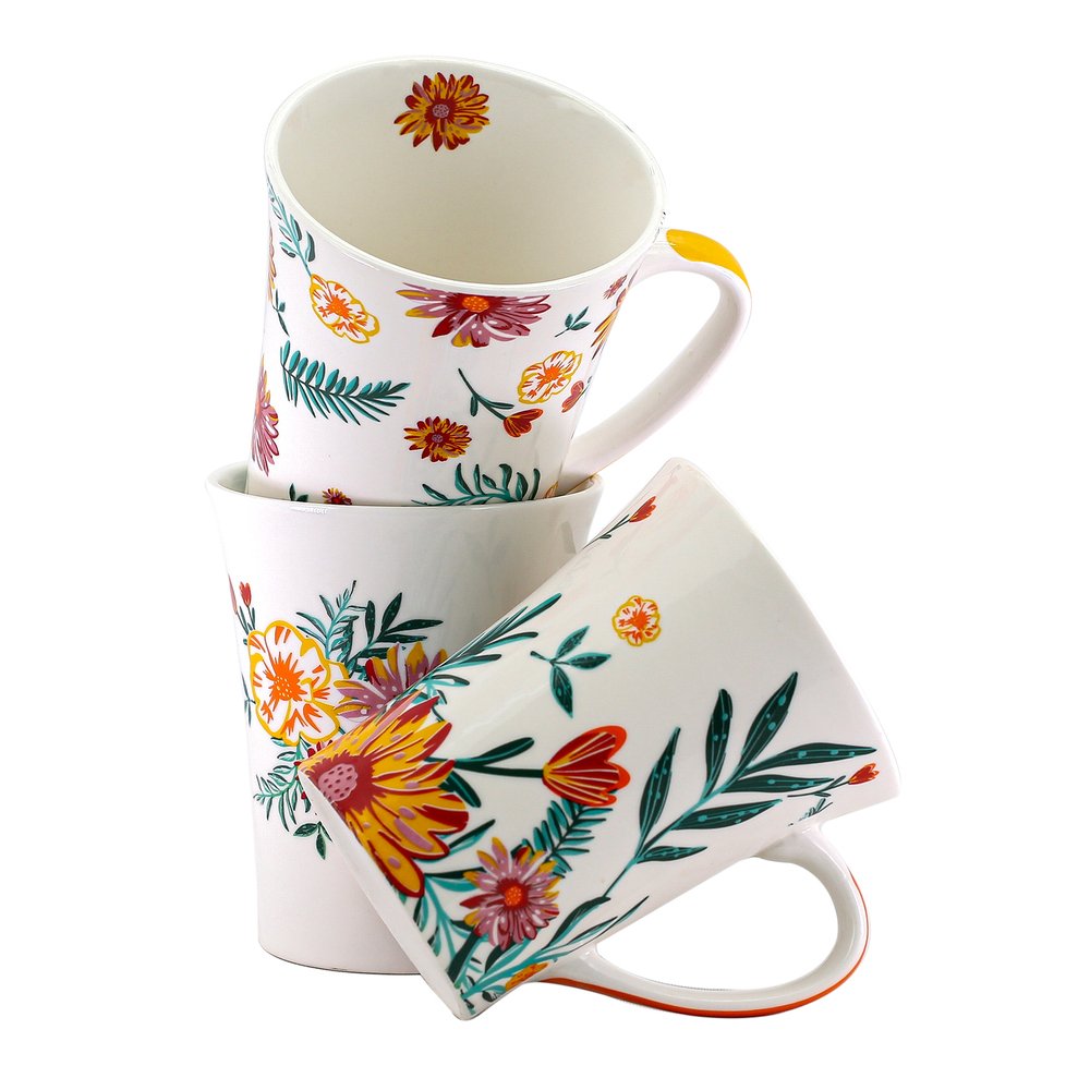 Caneca Porcelana Flor 340ml