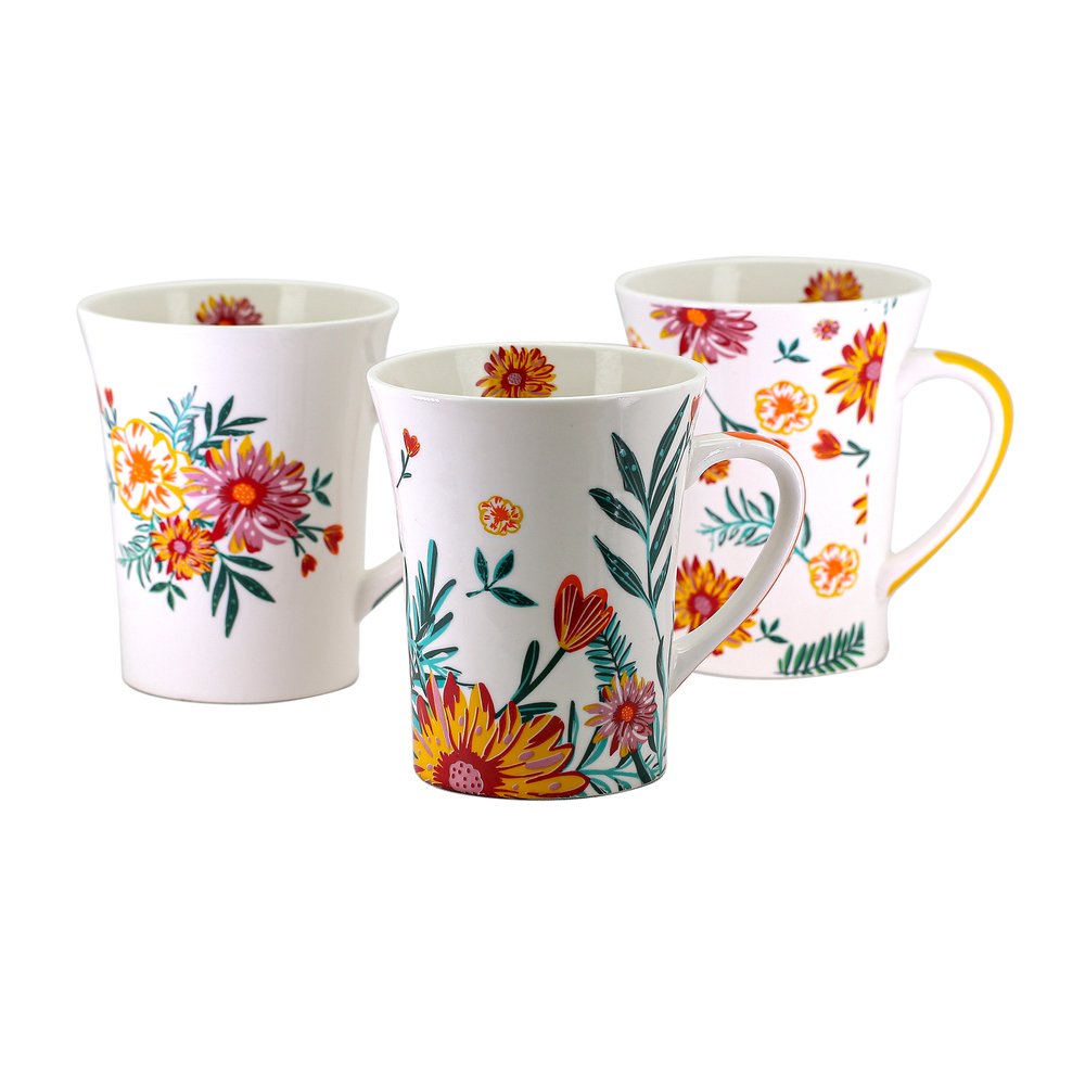Caneca Porcelana Flor 340ml