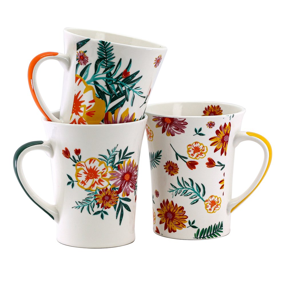 Caneca Porcelana Flor 340ml