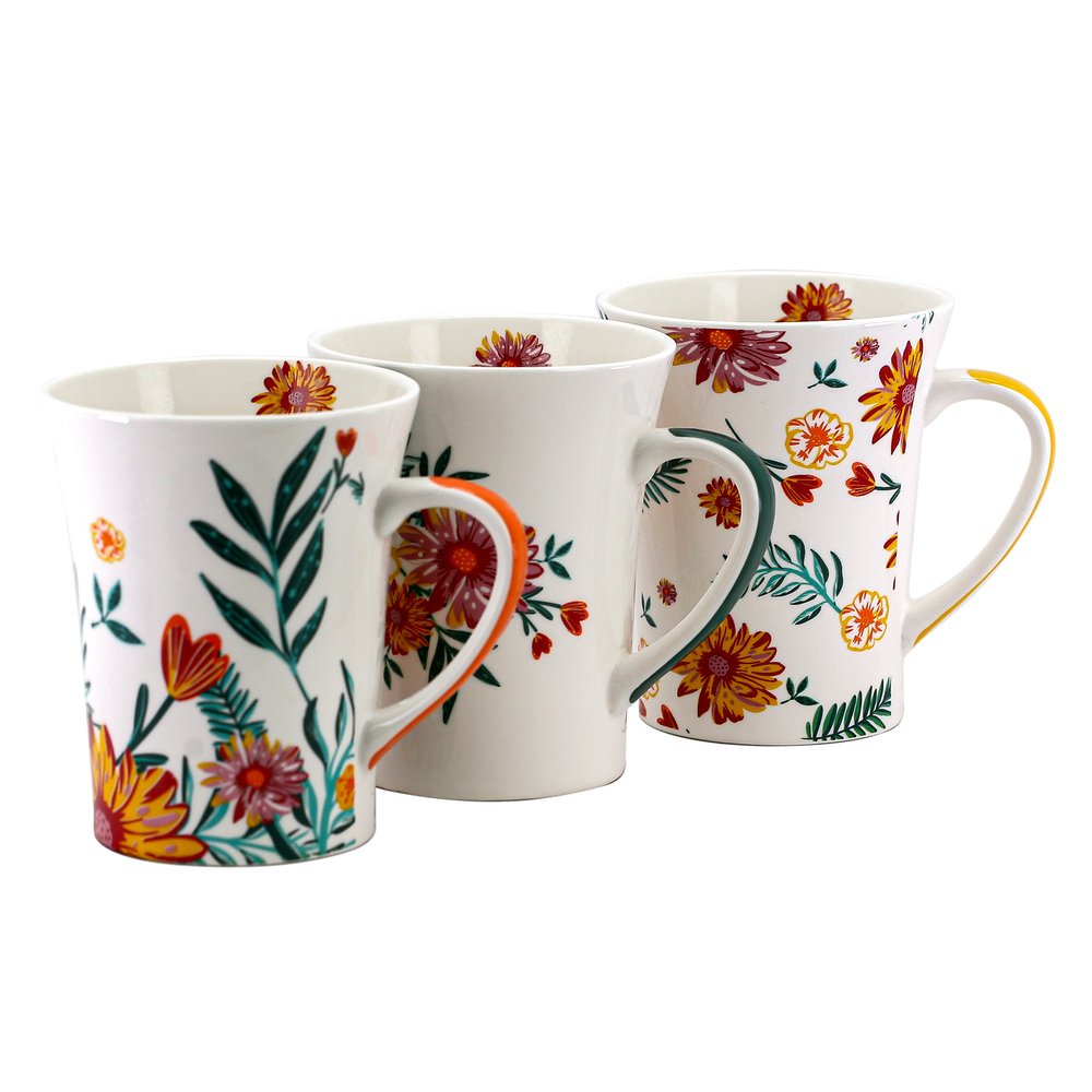 Caneca Porcelana Flor 340ml