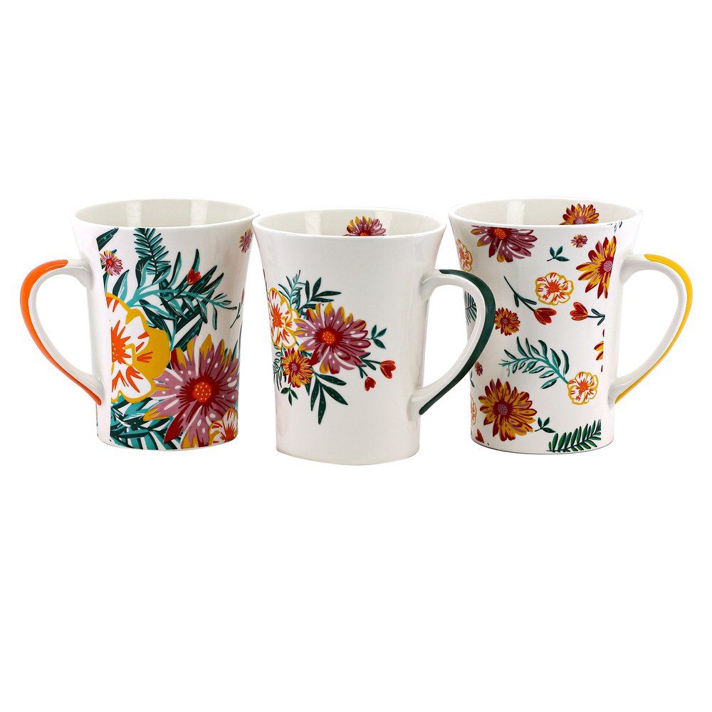Caneca Porcelana Flor 340ml