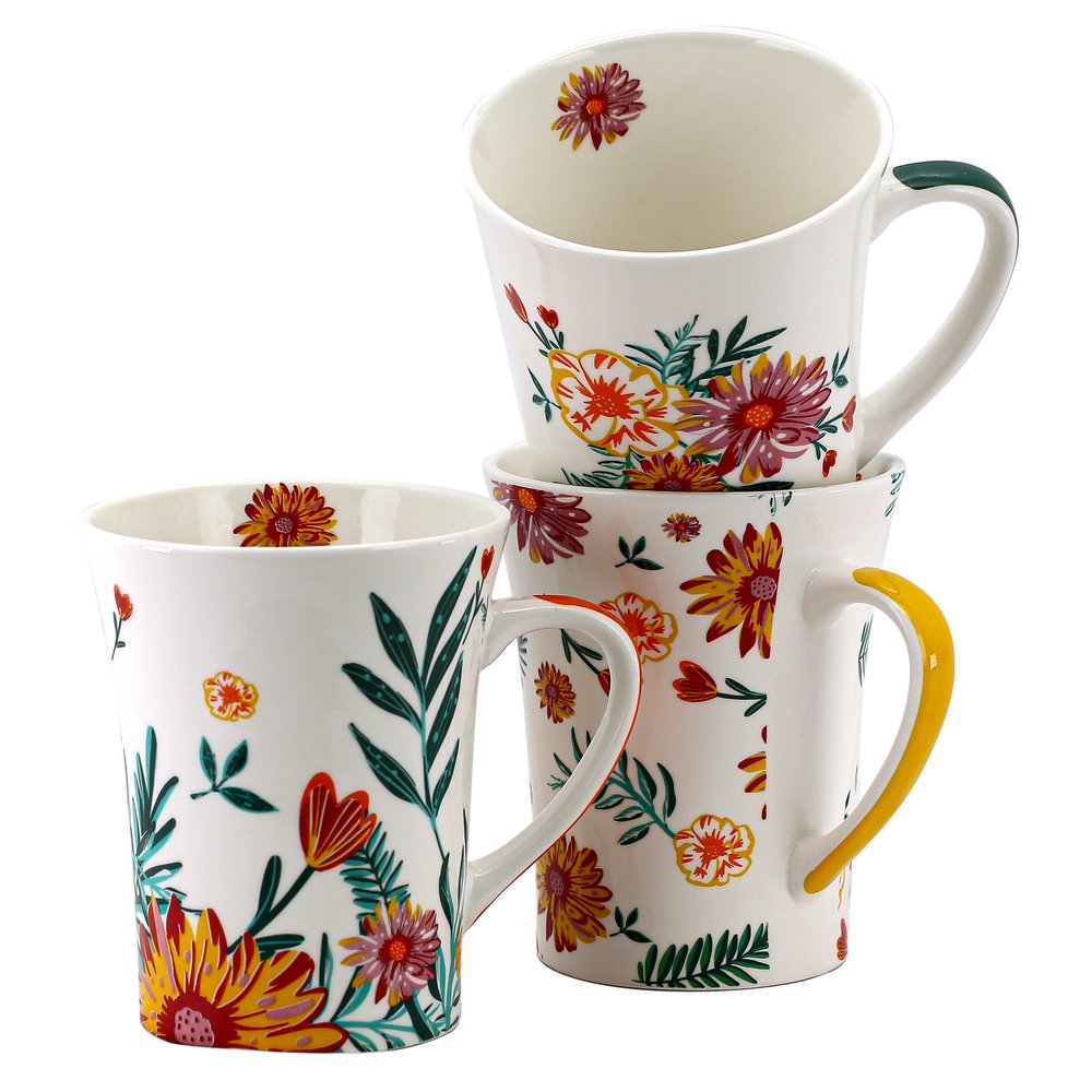 Caneca Porcelana Flor 340ml
