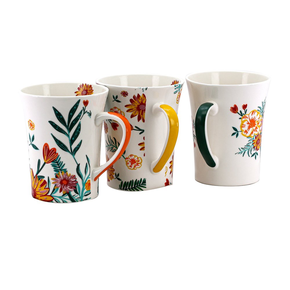Caneca Porcelana Flor 340ml