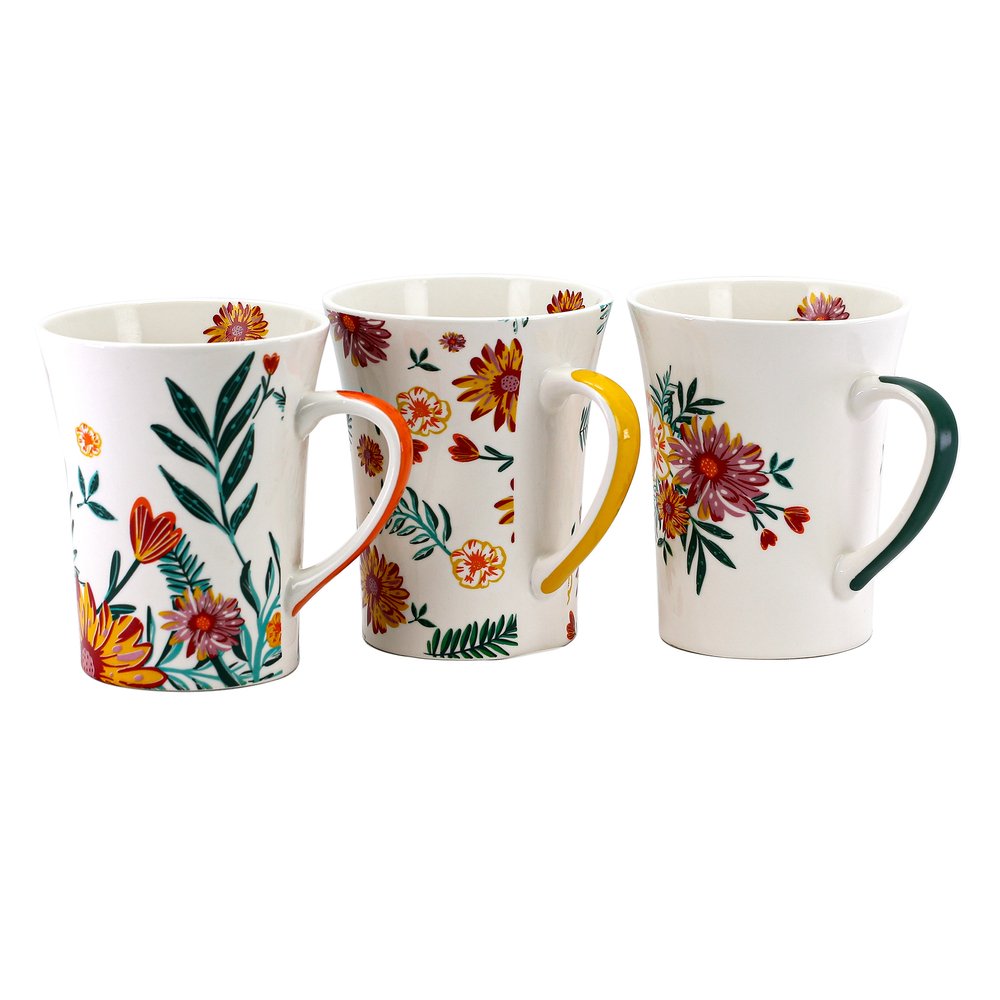 Caneca Porcelana Flor 340ml