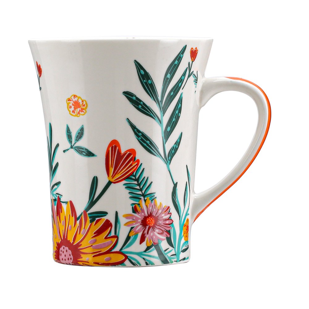 Caneca Porcelana Flor 340ml
