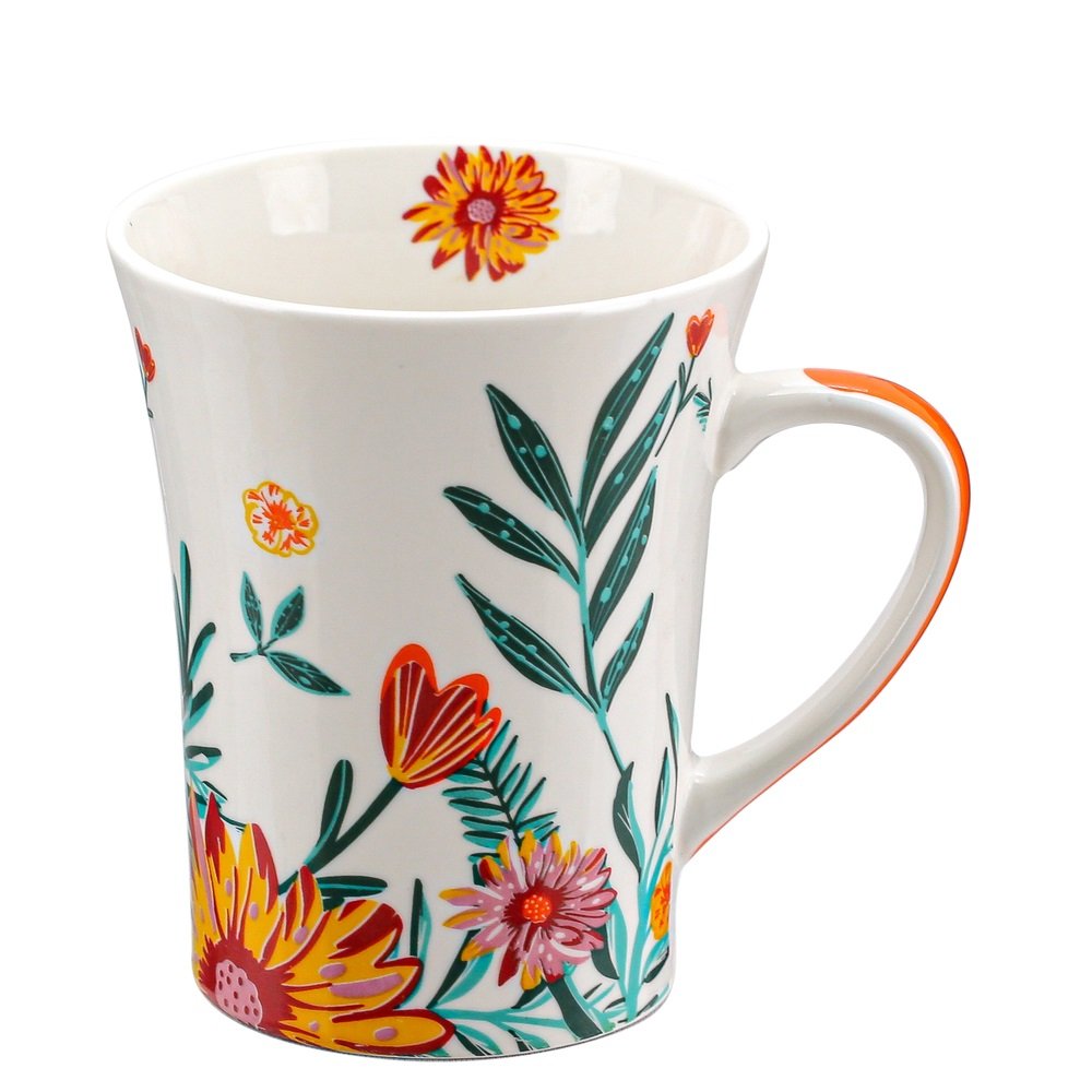 Caneca Porcelana Flor 340ml