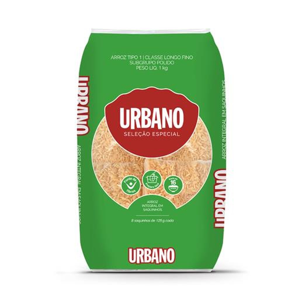 Arroz Urbano Saquinho Integral Embalagem 10X1Kg