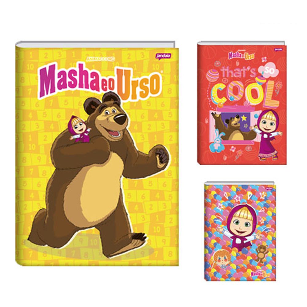 Caderno Brochura Universitário Capa Dura 80 Folhas Masha E O Urso Jandaia Sortido