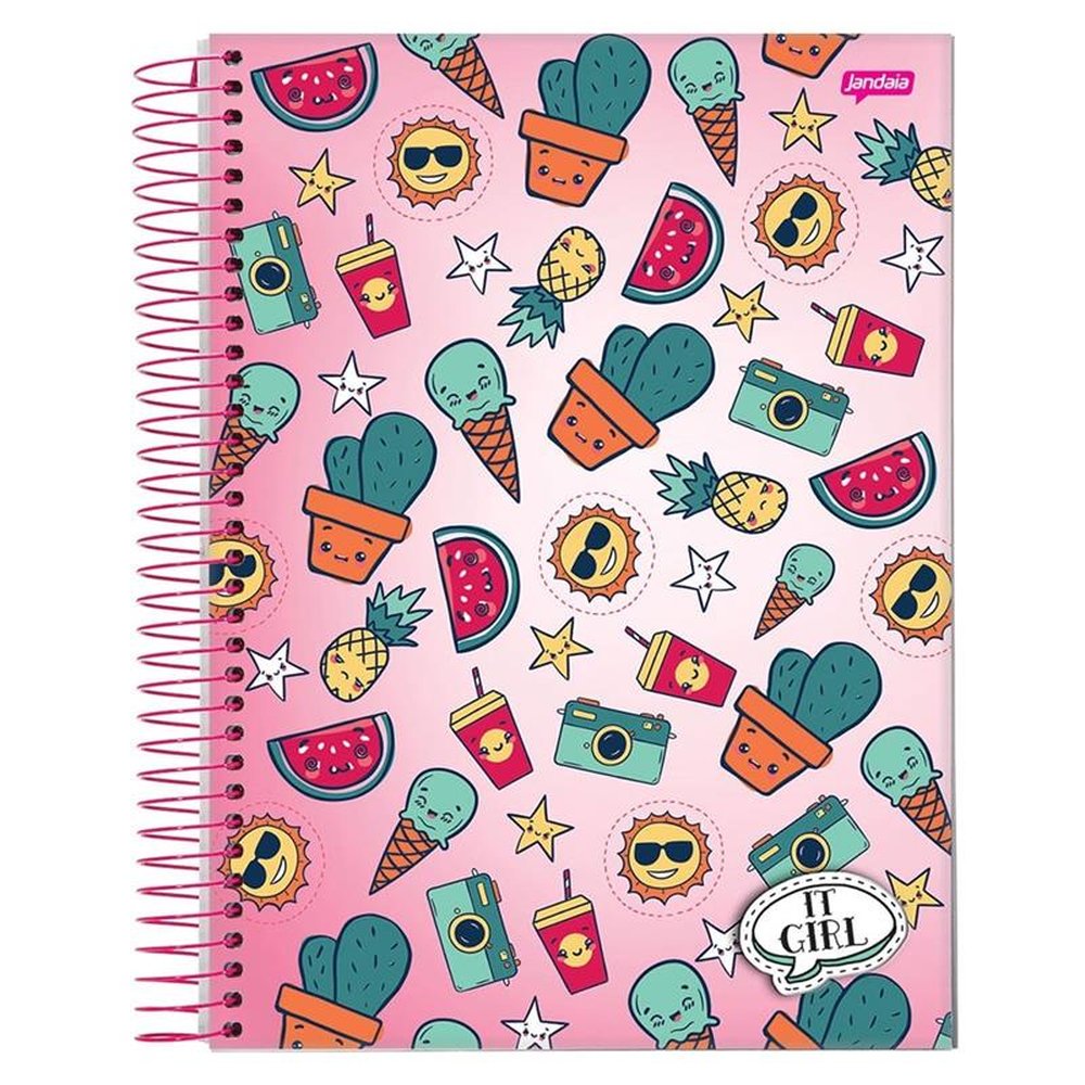 Caderno Espiral Jandaia Capa Dura Universitário It Girl 1 Matéria 96 Folhas Embalagem 4 4482