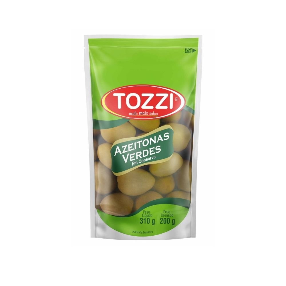 Azeitona Verde Com Caroço, Sache Pouche 200 G Tozzi Caixa 24x1