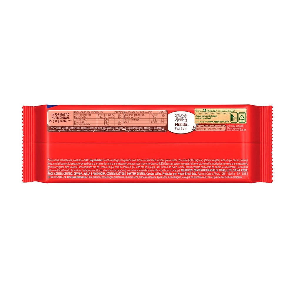 Biscoito Nestlé Cookies Nescau Chocolate, Gotas DUO, 60g - Embalagem com 52 Unidades