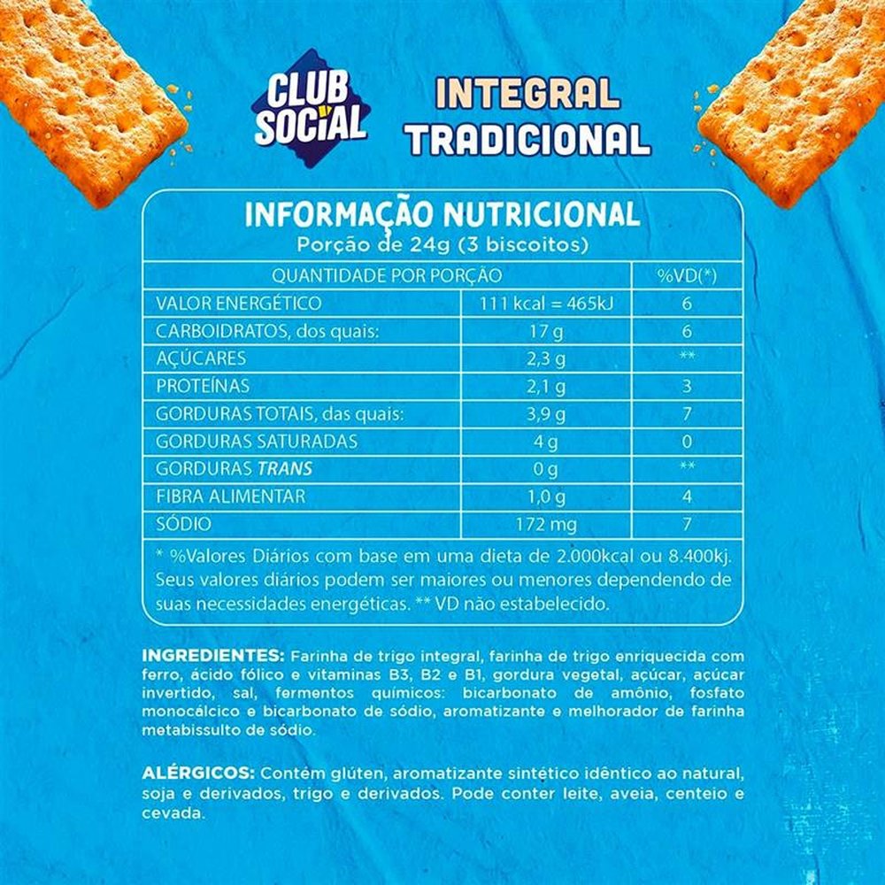 Biscoito Club Social Integral Tradicional Multipack 144g