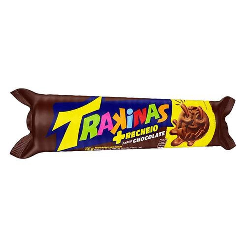 Biscoito Trakinas Mais Chocolate 126g Embalagem com 54 Unidades
