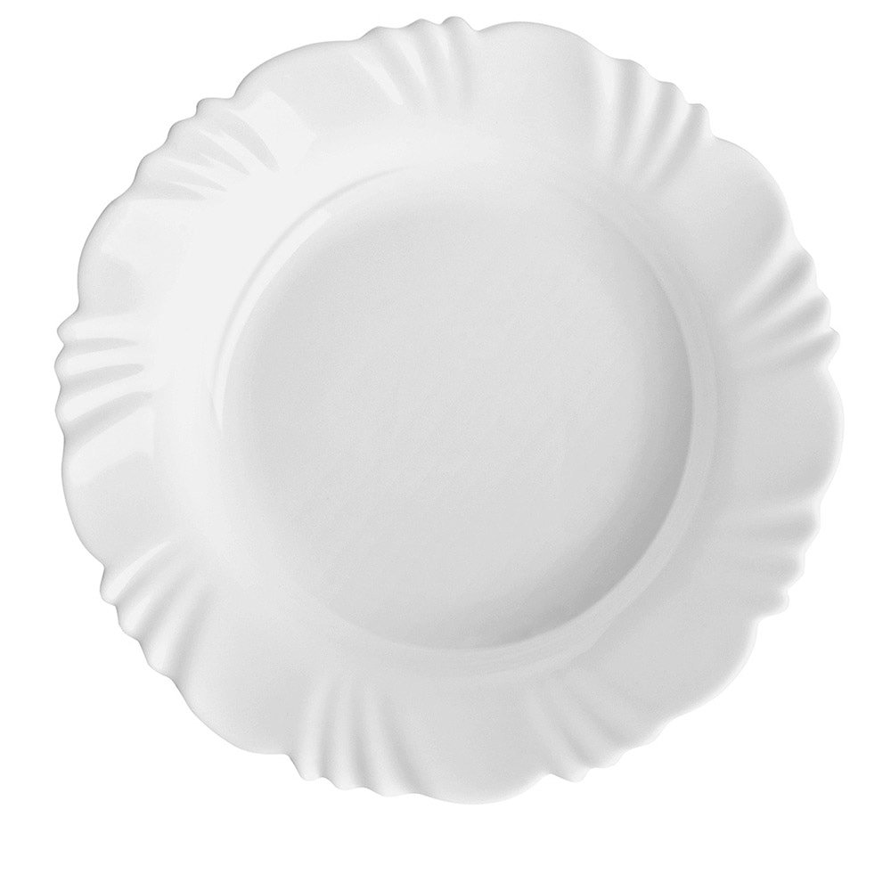 Conjunto de Pratos Fundos Nadir - Vidro Branco Opaline Pétala 24 peças
