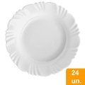 Conjunto de Pratos Fundos Nadir - Vidro Branco Opaline Pétala 24 peças