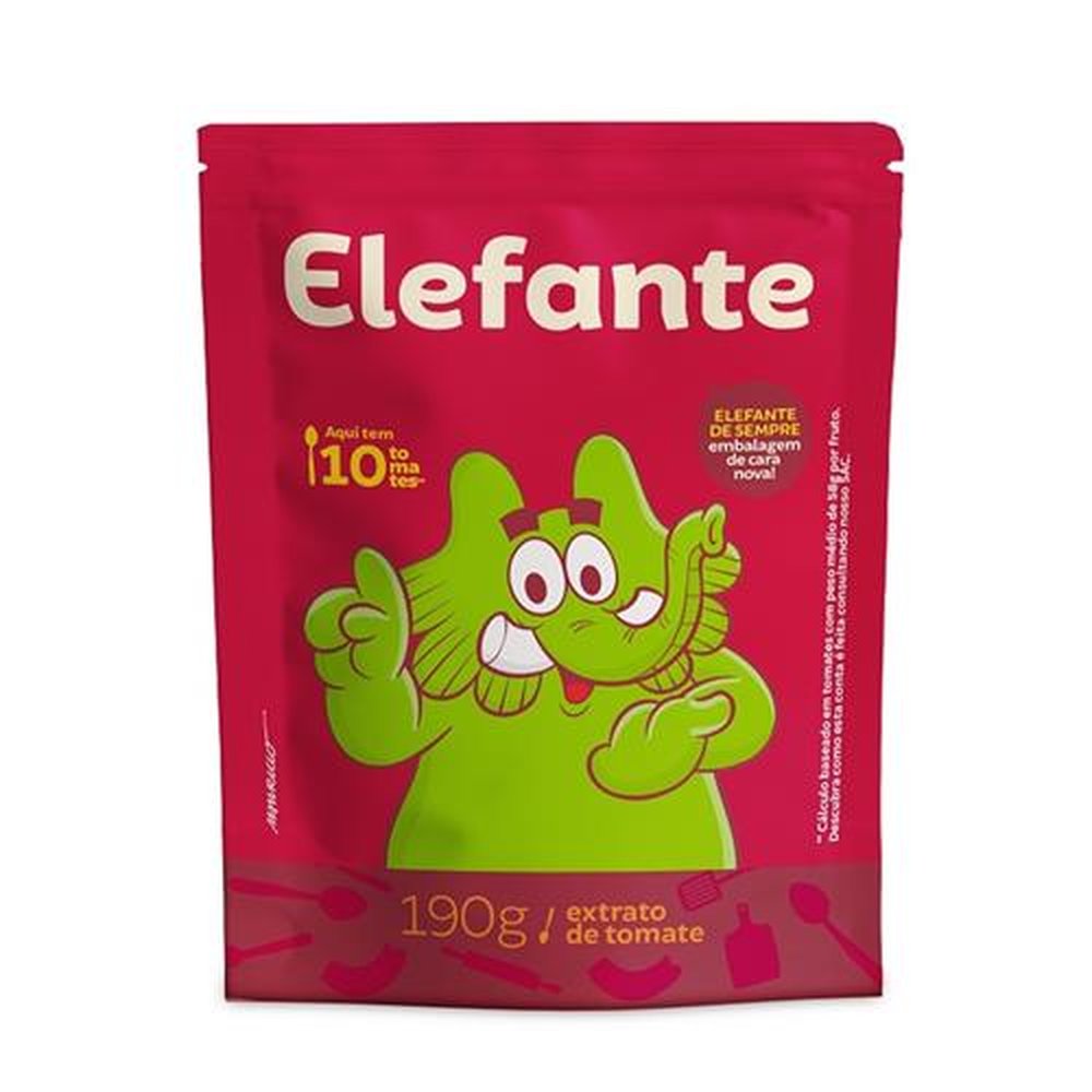 Extrato de Tomate Pouch Elefante 190g - Embalagem c/ 36 unidades