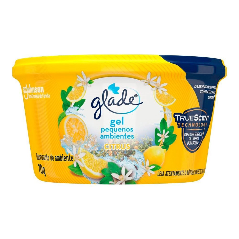 Desodorizador Glade Gel Pequenos Ambientes Citrus 70g - Embalagem com 12 Unidades
