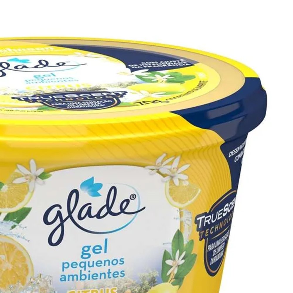 Desodorizador Glade Gel Pequenos Ambientes Citrus 70g - Embalagem com 12 Unidades