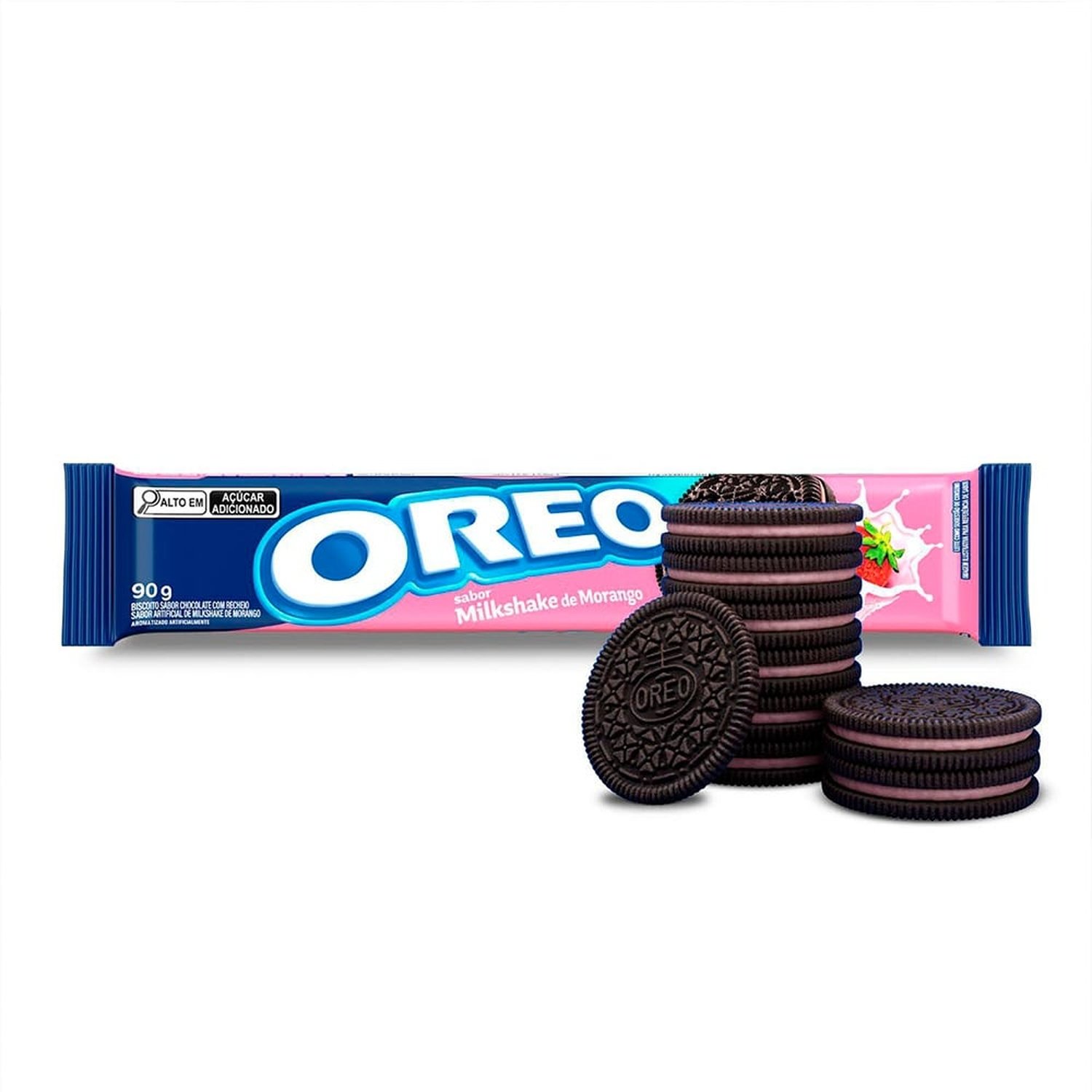 Biscoito Oreo Milkshake de Morango 90G - Embalagem com 48 Unidades