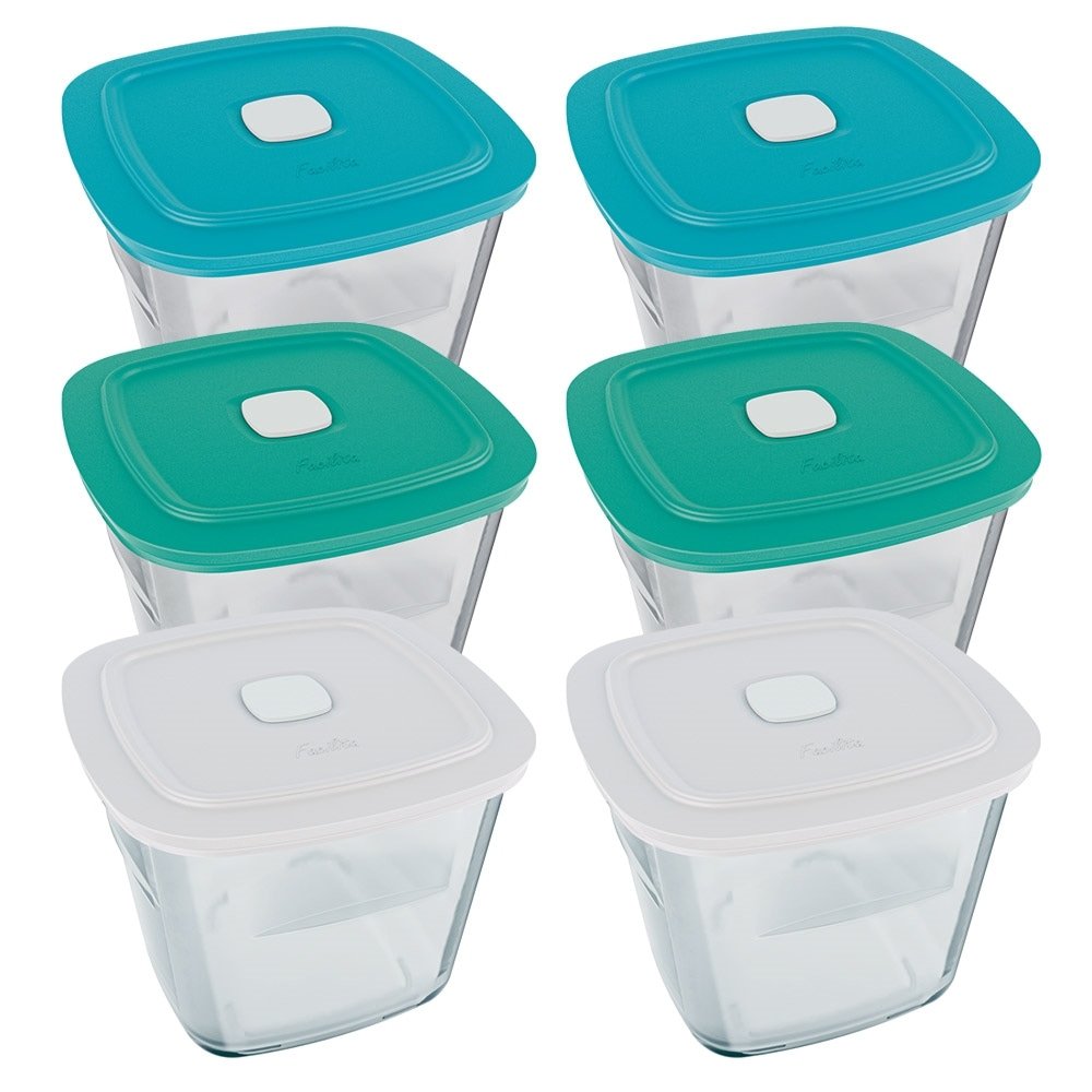 Tigela Marinex Facilita VAP Alta 1L 4000721 com Tampa - Cores Sortidas - Embalagem com 6 Peças