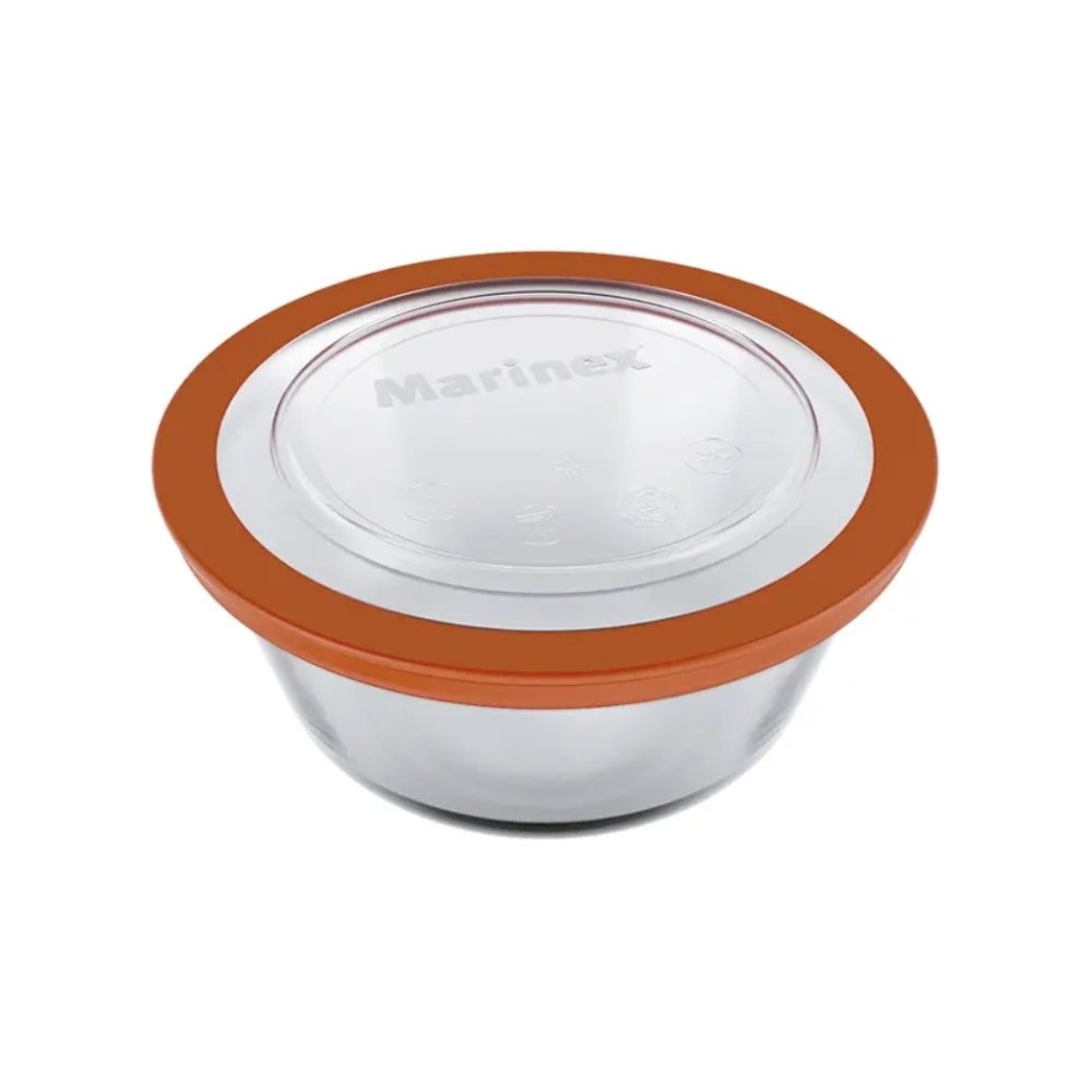 Tigela Marinex Prática 600ml Pequena Redonda 631201 com Tampa Transparente - Embalagem com 12 Peças