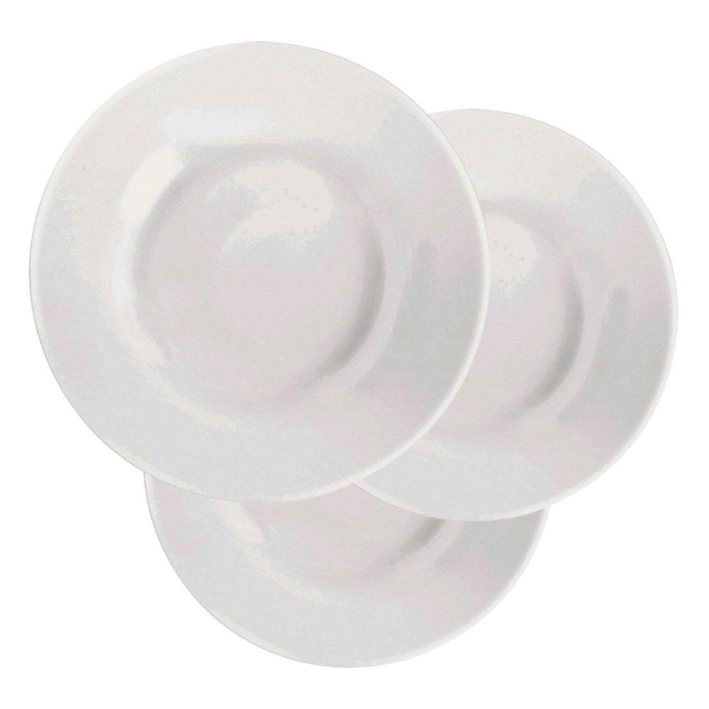Conjunto de Pratos Fundos Nadir Vidro Branco Opaline Menu 24 peças