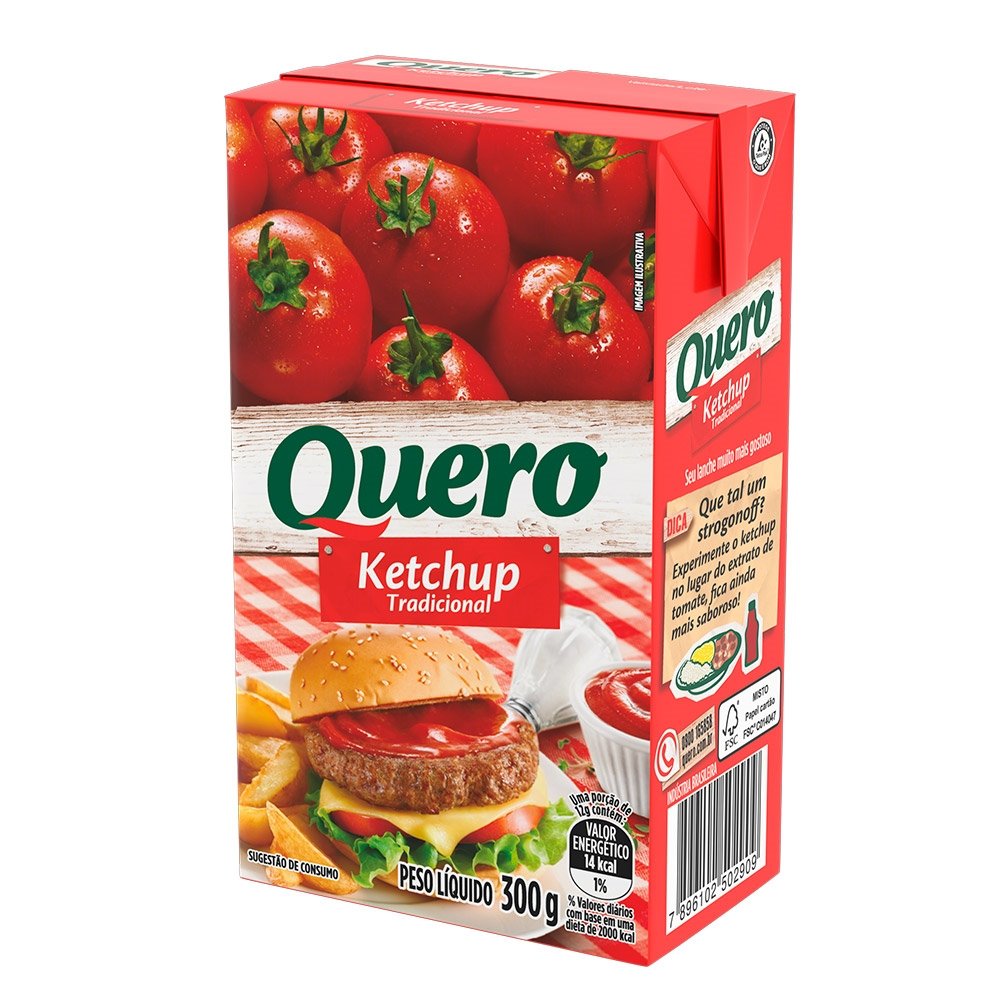 Ketchup Quero Tradicional 300g - Embalagem com 24 Unidades
