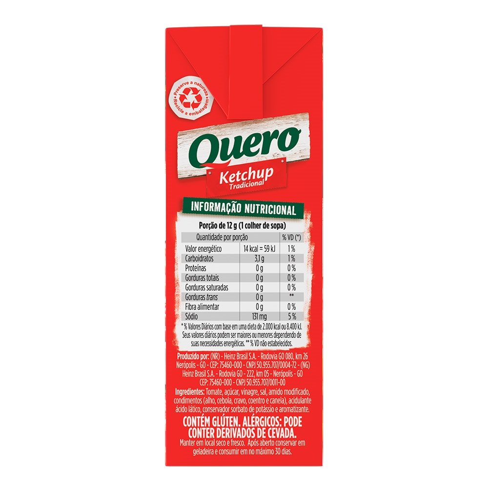 Ketchup Quero Tradicional 300g - Embalagem com 24 Unidades