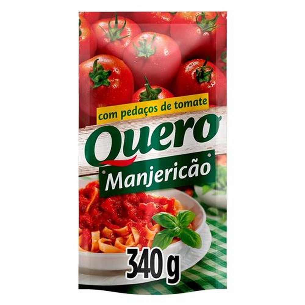 Molho de Tomate Quero Manjericão 340g - Embalagem com 24 Unidades