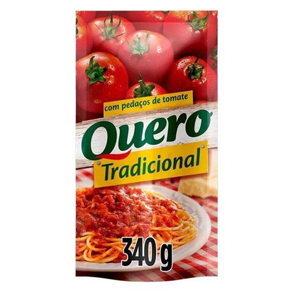 Molho de Tomate Quero Tradicional 340g - Embalagem com 24 Unidades