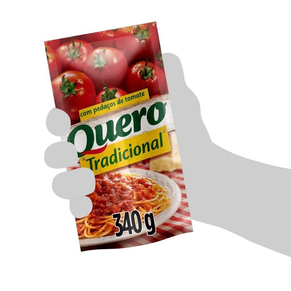 Molho de Tomate Quero Tradicional 340g - Embalagem com 24 Unidades