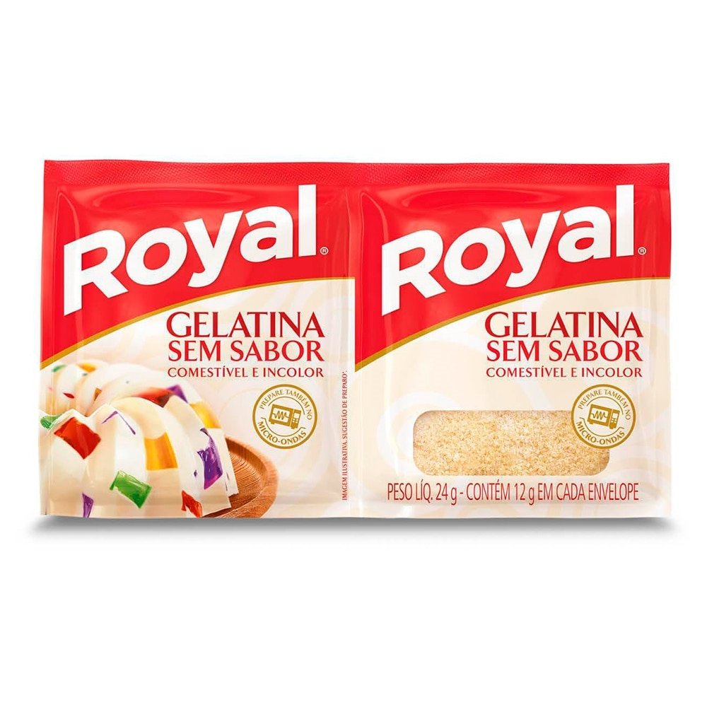 Gelatina em Pó Royal Sem Sabor Incolor 24g Display com 48 Unidades
